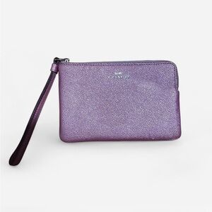 Coach lilac metallic wristlet wallet